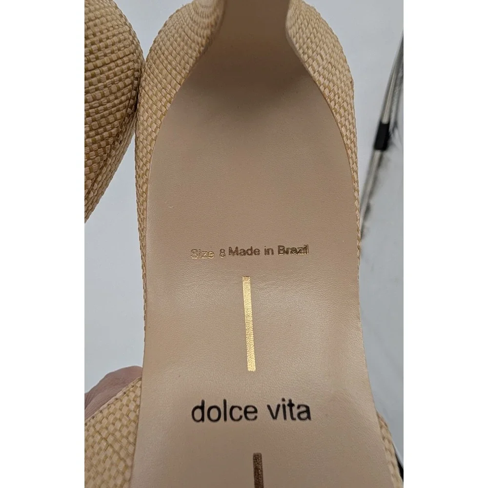 Dolce Vita Kayli Raffia Natural Bow Sandal Kitten Heel 8 Coquette Parisian Chic